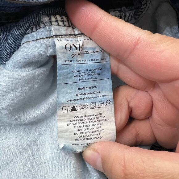 One x One Teaspoon Low Waist Bonita Raw Hem Distressed Jean Shorts Sz 28 - Picture 4 of 9